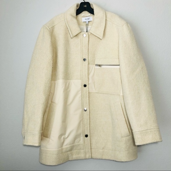 NWT REISS Oversized Boxy Lio Shirt Jacket Shacket in Cream Size 14 US / 18 UK - Picture 5 of 14